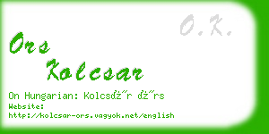 ors kolcsar business card